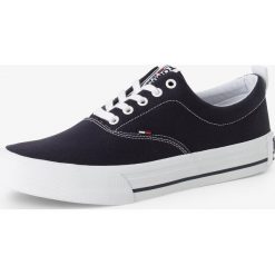 Tommy Jeans - Tenisówki męskie, niebieski. Niebieskie trampki męskie Tommy Jeans, bez wzorów, z jeansu, bez zapięcia. Za 329,95 zł.