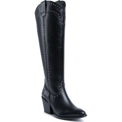 Kozaki KARL LAGERFELD - KL42780 Black Lthr W/Silver./. Czarne kozaki damskie KARL LAGERFELD, ze skóry, bez obcasa, na obcasie, bez zapięcia. W wyprzedaży za 999,00 zł.