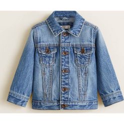 Mango Kids - Kurtka dziecięca Diego 80-104 cm. Szare kurtki chłopięce Mango Kids, bez wzorów, z bawełny, krótkie, bez kaptura. W wyprzedaży za 59,90 zł.