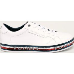 Tommy Hilfiger - Buty skórzane. Białe sneakersy damskie TOMMY HILFIGER, z gumy. W wyprzedaży za 429,90 zł.