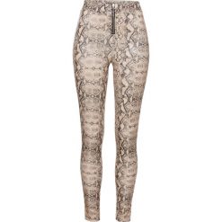 Legginsy z zamkiem bonprix beżowy we wzór skóry węża. Brązowe legginsy damskie bonprix, z nadrukiem, ze skóry. Za 69,99 zł.