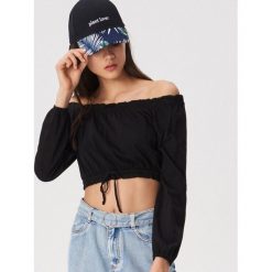 Bluzka hiszpanka - Czarny. Czarne bluzki damskie Sinsay, s, bez wzorów, bez kołnierzyka, bez rękawów. Za 29,99 zł.