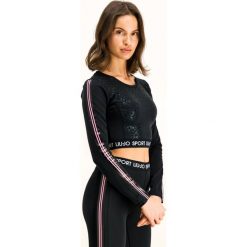 Bluzka Liu Jo Sport T69180 J7912. Czarne koszule damskie Liu Jo Sport, xl, bez wzorów, z elastanu, sportowe, bez kołnierzyka, bez rękawów. W wyprzedaży za 239,00 zł.