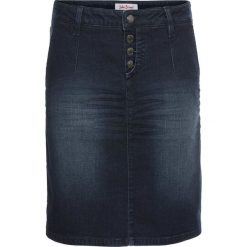 Miękka spódnica dżinsowa ze stretchem bonprix ciemnoniebieski. Niebieskie spódniczki damskie bonprix, bez wzorów. Za 89,99 zł.