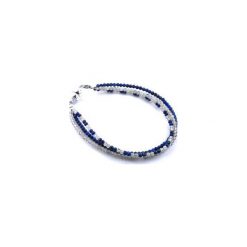 Bransoletki damskie: Bransoletka Lapis Lazuli&Labradoryt srebro