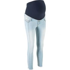 Dżinsy ciążowe SKINNY, dł. do kostki bonprix niebieski bleached. Niebieskie jeansy damskie bonprix, moda ciążowa. Za 59,99 zł.