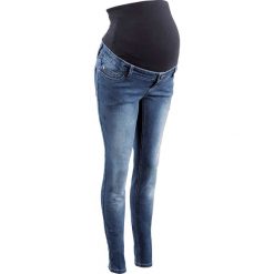 Dżinsy ciążowe SKINNY bonprix niebieski "stone". Niebieskie jeansy damskie marki bonprix, w paski, z dżerseju. Za 139,99 zł.