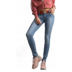 Niebieskie spodnie damskie skinny jeansowe jeansy. Niebieskie jeansy damskie Merg Selection, m, bez wzorów, z bawełny. Za 69,00 zł.