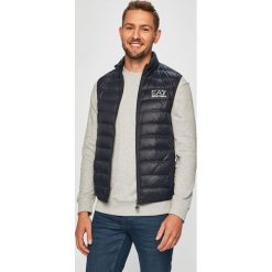 EA7 Emporio Armani - Bezrękawnik puchowy. Niebieskie płaszcze męskie EA7 Emporio Armani, s, bez wzorów, z materiału, bez kaptura. Za 629,90 zł.