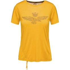 T-shirt AERONAUTICA MILITARE. Niebieskie bluzki damskie Aeronautica Militare, bez wzorów, z wiskozy, z okrągłym kołnierzem, bez rękawów. Za 400,00 zł.