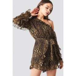 NA-KD Boho Kombinezon na jedno ramię - Multicolor. Szare kombinezony damskie NA-KD Boho, bez wzorów, z poliesteru, boho, z falbankami, bez rękawów. Za 100,95 zł.