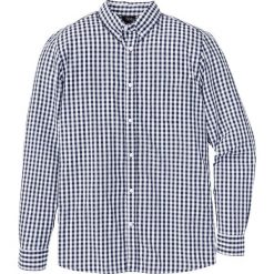 Koszula z długim rękawem Regular Fit bonprix ciemnoniebiesko-biały w kratę. Białe koszule męskie na spinki bonprix, l, z długim rękawem. Za 37,99 zł.