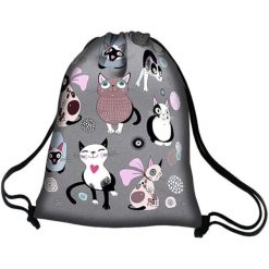 Worek w kolorze szarym ze wzorem - (S)39 x (W)47 cm. Szare plecaki damskie Bertoni, z tkaniny. W wyprzedaży za 47,95 zł.