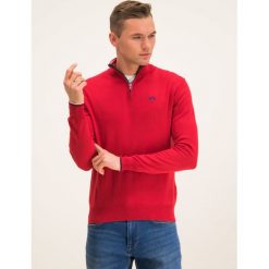 Sweter La Martina OMS003 YW020. Niebieskie swetry męskie La Martina, xxl, bez wzorów, z bawełny, klasyczne, z klasycznym kołnierzykiem, bez kaptura. W wyprzedaży za 369,00 zł.
