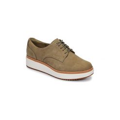 Derby Clarks TEADALE RHEA. Zielone półbuty damskie Clarks, bez wzorów, bez obcasa, bez zapięcia. W wyprzedaży za 391,20 zł.