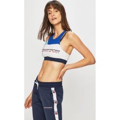 Tommy Sport - Biustonosz sportowy. Niebieskie biustonosze sportowe damskie Tommy Sport, s, z nadrukiem, z elastanu. W wyprzedaży za 149,90 zł.