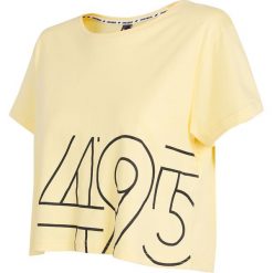 T-shirt damski TSD266 - jasny żółty. Żółte t-shirty damskie 4f, bez wzorów, bez kołnierzyka. W wyprzedaży za 24,99 zł.