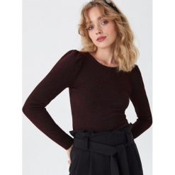 Sweter z bufiastymi rękawami - Bordowy. Czerwone swetry damskie House, s, bez wzorów, bez rękawów, bez kaptura. W wyprzedaży za 19,99 zł.