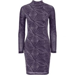 Sukienki: Sukienka shirtowa w brokatowy wzór bonprix fioletowo-srebrny wzorzysty