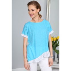 T-shirt Turkusowy 2906. Niebieskie t-shirty damskie Fasardi, bez wzorów, bez kołnierzyka. Za 19,90 zł.