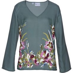 Tunika z nadrukiem bonprix zielony eukaliptusowy z nadrukiem. Zielone tuniki damskie bonprix, z nadrukiem, bez kołnierzyka, bez rękawów. Za 54,99 zł.