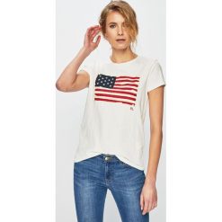 Polo Ralph Lauren - Top. Białe bluzki damskie marki Polo Ralph Lauren, s, z nadrukiem, z bawełny, casualowe, z okrągłym kołnierzem, z krótkim rękawem. Za 299,90 zł.