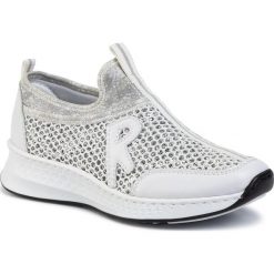 Półbuty RIEKER - N5654-81 White. Białe półbuty damskie Rieker, z materiału. Za 249,99 zł.