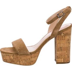 Fornarina Damskie sandały Mina Dark Beige (rozmiar 39). Brązowe sandały damskie Fornarina, bez wzorów, z materiału, na wysokim obcasie, bez zapięcia. W wyprzedaży za 168,00 zł.