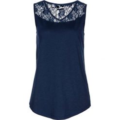 Top z koronką bonprix ciemnoniebieski. Niebieskie topy damskie bonprix, w koronkowe wzory, z koronki. Za 34,99 zł.