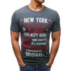 T-shirty męskie: T-shirt męski z nadrukiem grafitowy (rx2619)
