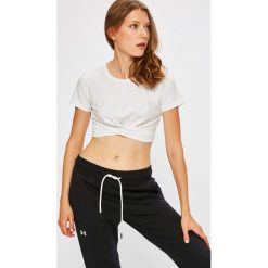 Under Armour - Top Lightwejght Lux Crop Tee. Białe bluzki damskie marki Under Armour, s, z poliesteru, z okrągłym kołnierzem. W wyprzedaży za 159,90 zł.