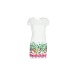 Sukienki krótkie Desigual DENVER. Białe sukienki damskie Desigual, bez wzorów, bez kołnierzyka, z krótkim rękawem, krótkie, mini. Za 335,30 zł.