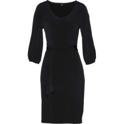 Sukienka shirtowa bonprix czarny. Czarne sukienki damskie bonprix, bez wzorów, bez kołnierzyka, bez rękawów. Za 59,99 zł.