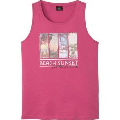 Tank top z nadrukiem bonprix różowy z nadrukiem. Różowe koszulki męskie bonprix, s, z nadrukiem, bez kołnierzyka, bez rękawów. Za 34,99 zł.