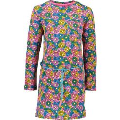 Sukienka z kolorowym wzorem. Szare sukienki dziewczęce marki Kidz-Art, w kolorowe wzory, z tkaniny, midi. W wyprzedaży za 85,95 zł.