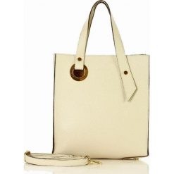 MARCO MAZZINI Designerska torebka skórzana shopper bag jasny beż latte. Torby damskie na zakupy MAZZINI, w paski, ze skóry, sportowe, bez dodatków. Za 279,00 zł.