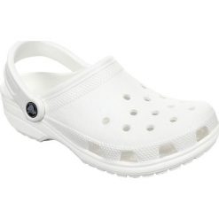 Crocs Classic Clog 10001-100 36/37 Białe. Białe klapki damskie Crocs, bez wzorów, z syntetyku, bez obcasa. W wyprzedaży za 149,99 zł.