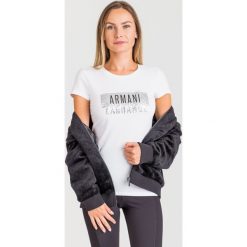 T-SHIRT ARMANI EXCHANGE. Białe t-shirty damskie Armani Exchange, xl, z nadrukiem, z elastanu, z okrągłym kołnierzem. Za 209,00 zł.