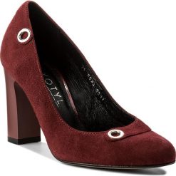 Półbuty KOTYL - 8533 Bordo Zamsz. Czerwone półbuty damskie skórzane marki Kotyl, eleganckie, na obcasie. W wyprzedaży za 209,00 zł.