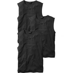 Shirt bez rękawów (3 szt.) bonprix czarny + czarny + czarny. Czarne koszulki męskie bonprix, xxl, bez wzorów, bez kołnierzyka, bez rękawów. Za 53,97 zł.