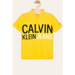 Calvin Klein Jeans - Polo dziecięce 116-176 cm. Żółte t-shirty chłopięce Calvin Klein Jeans, z nadrukiem, z bawełny, z krótkim rękawem. Za 269,90 zł.