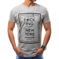 T-shirty męskie: T-shirt męski z nadrukiem szary (rx2455)
