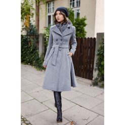 Płaszcz wełniany Achillea – szary 44/46 szary. Szare płaszcze damskie na zimę, m, bez wzorów, z wiskozy, eleganckie. Za 1597,00 zł.
