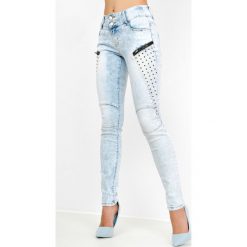 Rurki damskie: Jasne rurki jeans z zamkami i nitami
