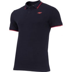 Koszulka polo męska TSM302 - granat. Czarne koszulki męskie 4f, m, bez wzorów, z bawełny, polo, bez rękawów. Za 79,99 zł.