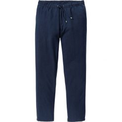 Spodnie z domieszką wełny Regular Fit Tapered bonprix ciemnoniebieski. Niebieskie spodnie męskie bonprix, m, bez wzorów, z wełny. Za 64,99 zł.