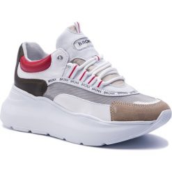 Sneakersy BRONX - 66265-CM BX 1585 Cappuccino/Khaki/Red 3044. Białe półbuty damskie Bronx, ze skóry. W wyprzedaży za 479,00 zł.