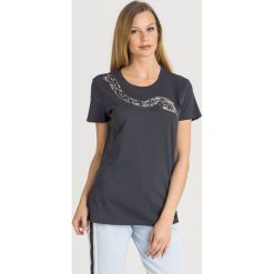 T-SHIRT NIVES PINKO. Czarne t-shirty damskie Pinko, s, z nadrukiem, z bawełny, z okrągłym kołnierzem. Za 373,00 zł.