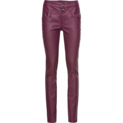 Rurki damskie: Spodnie ze sztucznej skóry SKINNY, z wysoką talią bonprix jeżynowy