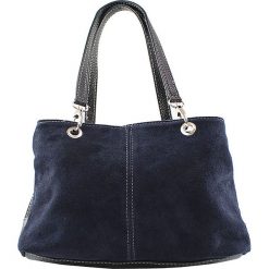 Skórzana torebka w kolorze granatowym - 32 x 20 x 14 cm. Niebieskie torebki klasyczne damskie ORE10, bez wzorów, ze skóry, bez dodatków. W wyprzedaży za 89,95 zł.